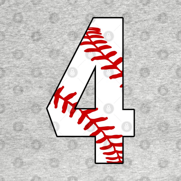 Baseball Number 4 #4 Baseball Shirt Jersey Favorite Player Biggest Fan by TeeCreations